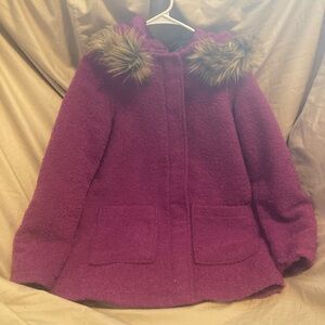 Cat & Jack Purple Teddy Jacket with Faux Fur Hood